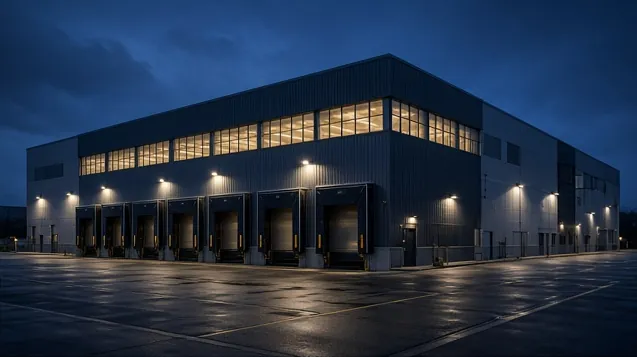 Industrial facility at dusk